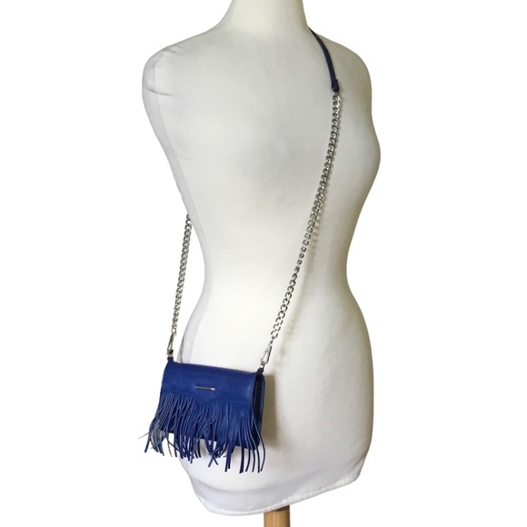Rebecca Minkoff Handbags - Rebecca Minkoff Blue Leather Fringe Case Mate Convertible Crossbody Bag Clutch